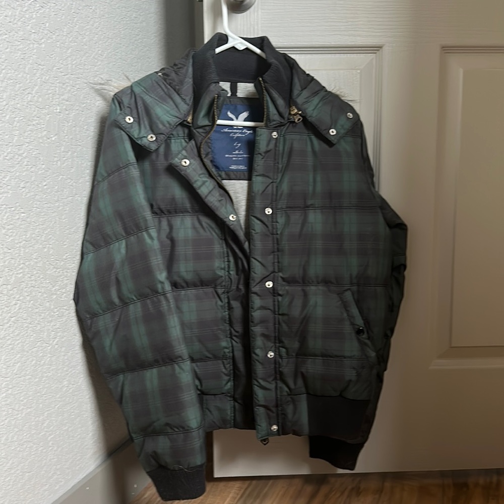 American Eagle Large Plaid Coat Great Condition